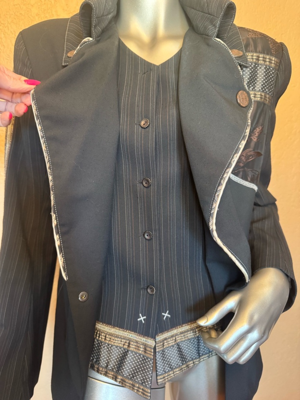 Vintage Batiste Tailored Blazer or Jacket with Fooler Vest Attached